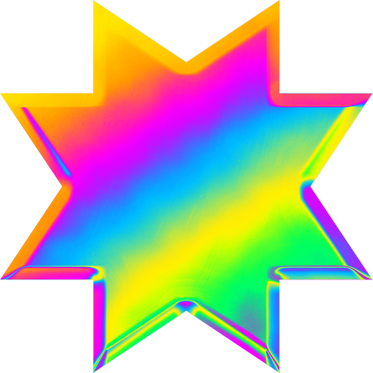 Cool Neon Chrome Starburst Shape